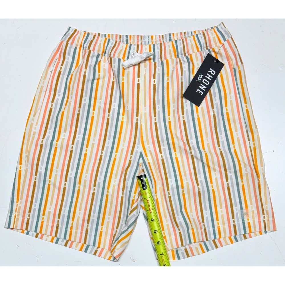 Rhone R&R Trunk 7.5" Swim Shorts Mens Small Cross Stitch Stripe New 101821-968-S